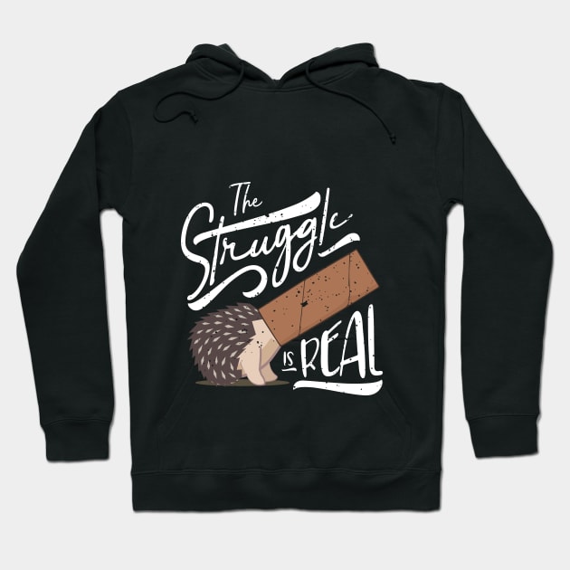 The Struggle Is Real Funny Hedgehog Vintage Graphic Hoodie by GDLife